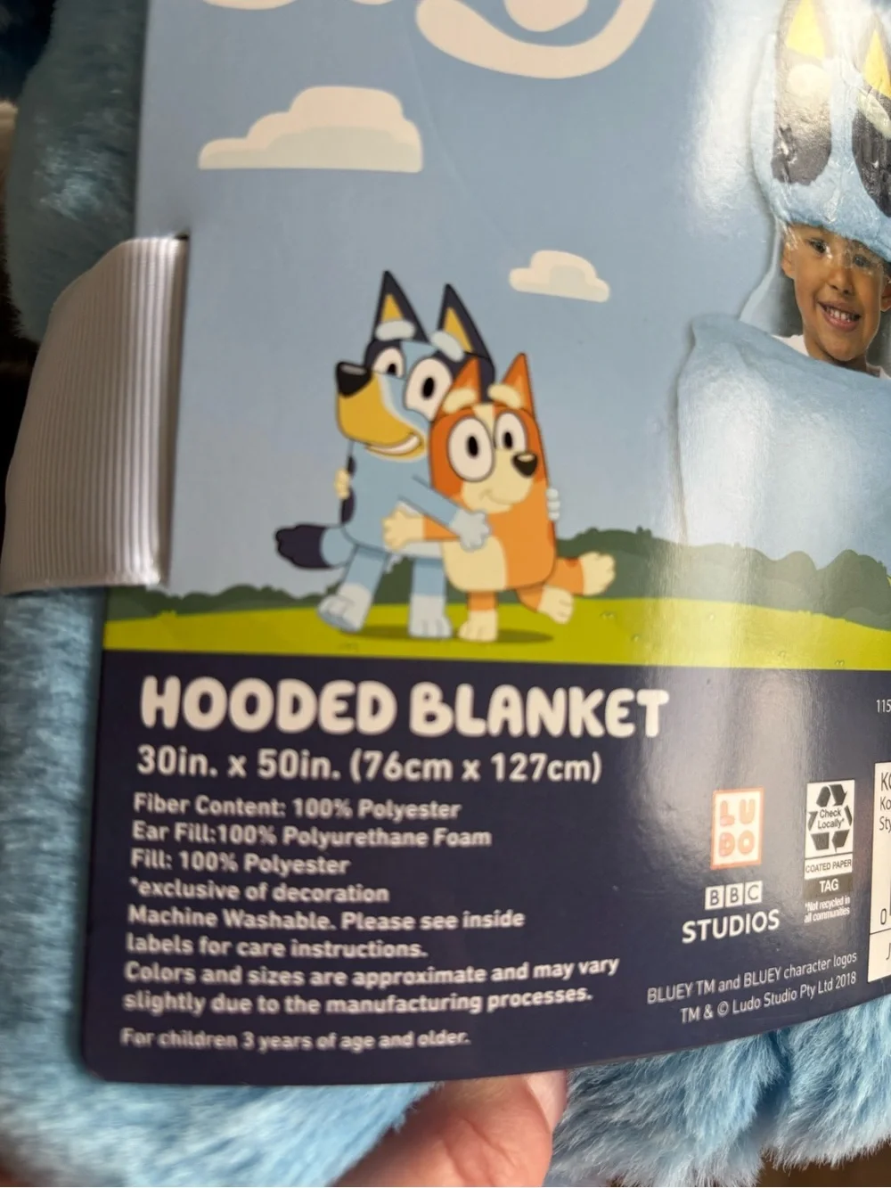 Brand NEW Bluey Hooded Blanket Kids 30x50